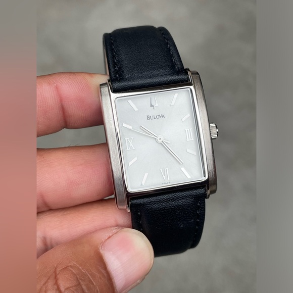 Bulova Men's Rectangle Dial Leather Strap Watch - Bulova Rectangle Dial - Picture 4 of 8